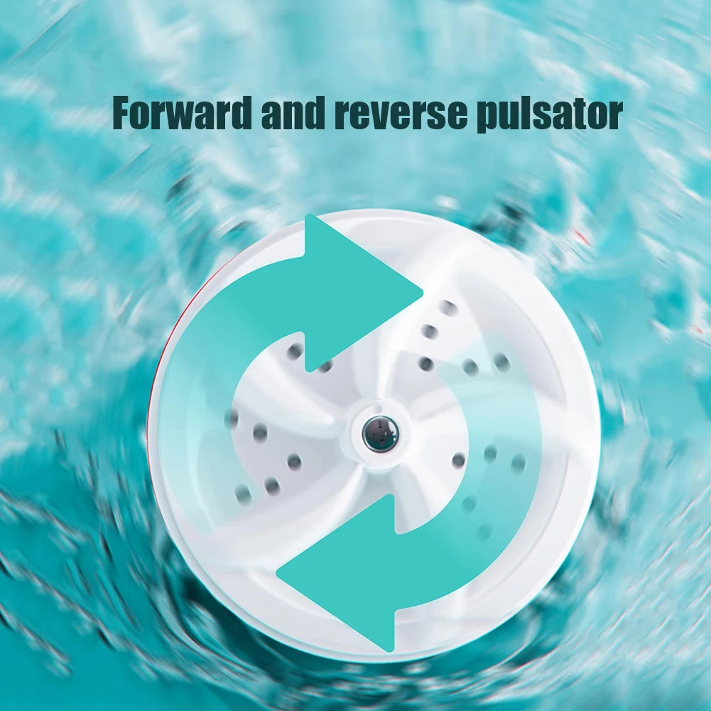 Portable Mini Washing Machine USB Powered Ultrasonic Washing Machine Removes Dirt Turbo Washing Machine Rotating for Home Travel