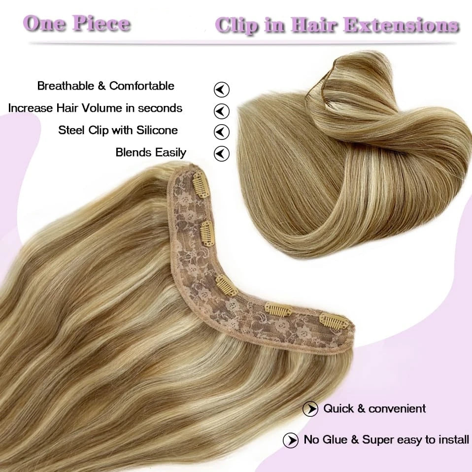 #8/613 Straight Clip In Human Hair Extensions 100G/Set Full Head Highlight One Piece 5 Clips In Hair Extensions For Women Indian