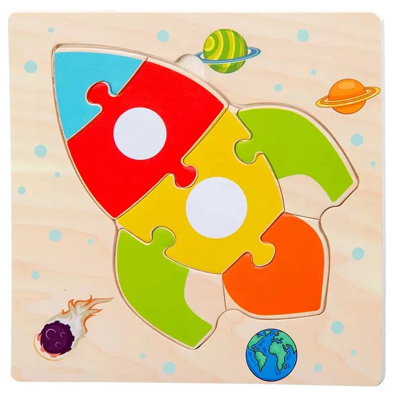 Wooden 3D Puzzles Tangram Shapes Learning Educational Cartoon Animal Intelligence Jigsaw Toys For Children Gift