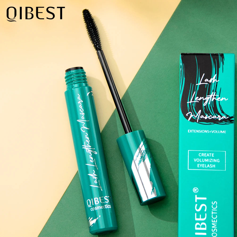 QiBest 4D Silk Fiber Waterproof Mascara – Lengthening & Curling Black