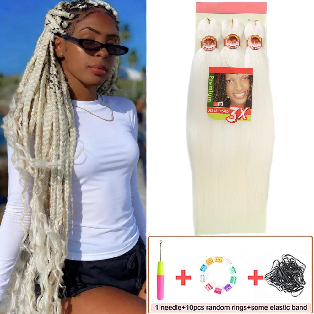 Braiding Hair Pre Stretched 26 Inch 3 Packs Yaki Braiding Hair For Braids Hot Water Setting Synthetic Crochet Hair Extensions