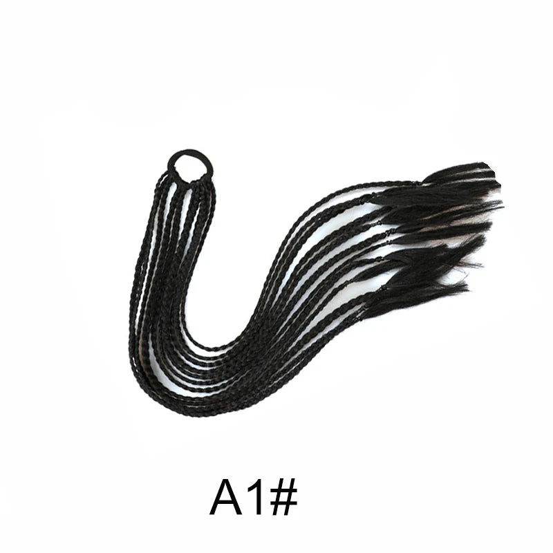 WIGSIN 24Inch Synthetic Long Ombre Rainbow Box Braid Ponytail Hair Extension for Women Rubber Band Hairstyle for Women