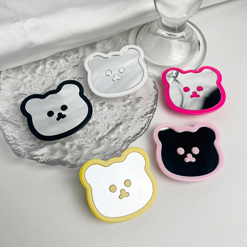 Cute Bear Mirror Magnetic Socket Grip Phone Holder For Magsafe IPhone Mac Samsung Safe Ring Finger Expanding Stand