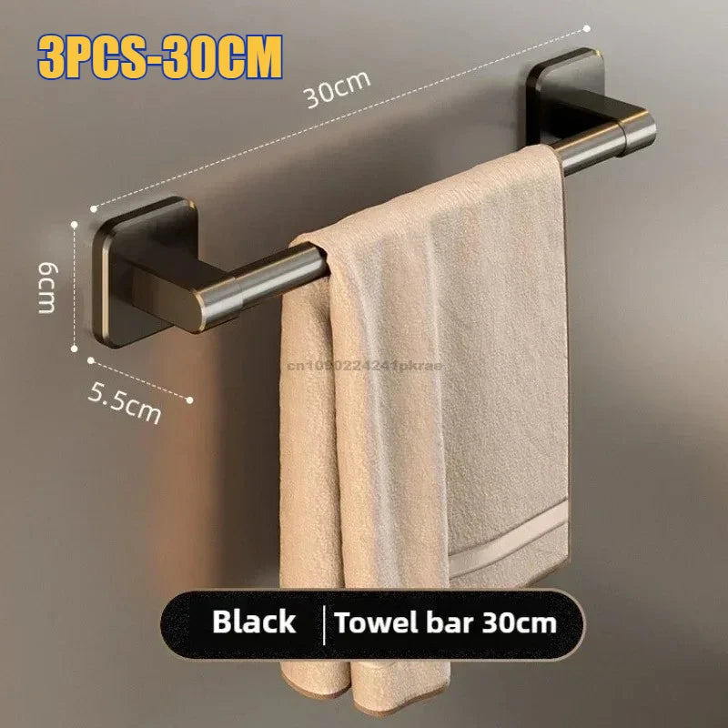 6pcsBathroom Towel Rack Towel Holder Self-adhesive Bathroom Towel Rack Hooks  Bathroom Shelf Without Drilling Towelrack Bathroom