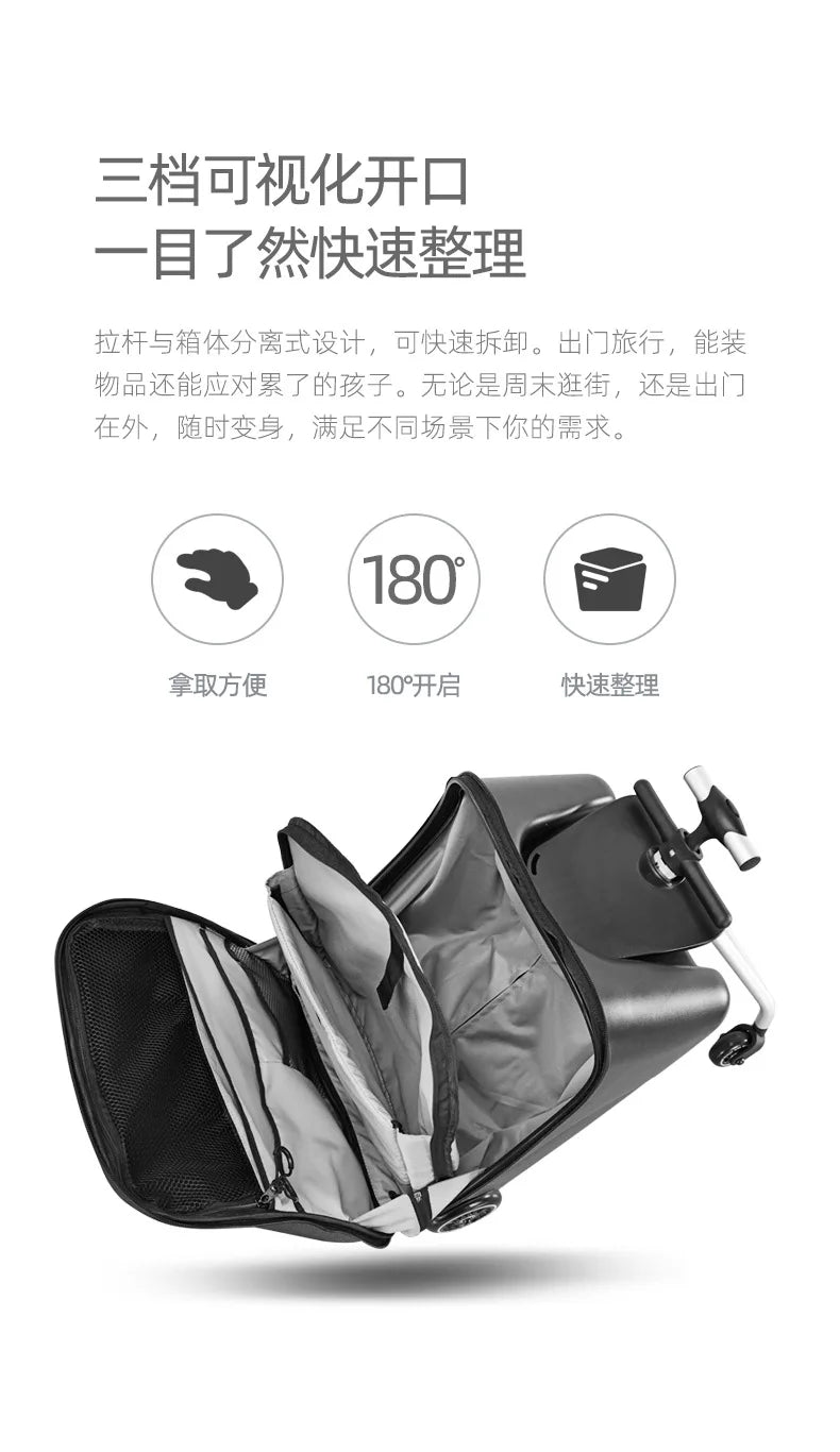 Formsio Kids Scooter Suitcase Lazy Carry On Rolling Luggage Box Sitting Trolley Bag For Baby