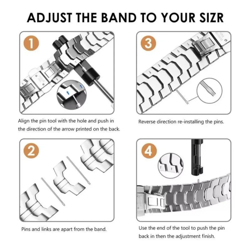 Jaytop Stainless Steel Watch Band + Case for Apple Watch (Ultra / Series 10–4 & SE) — Butterfly Buckle