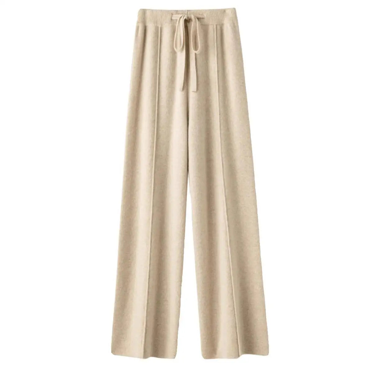 Women’s High-Waist Belted Knit Pants – Solid Color, Center-Crease Wide-Leg (Autumn/Winter 2026)