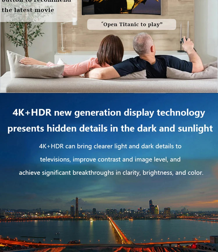 75 Inch Smart TV 4K Ultra HD LED Curved Big Screen Wifi Inteligentes Television