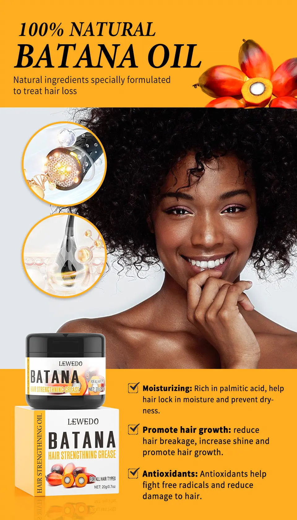 100% Pure Batana Hair Care Oil – Scalp Nourish & Anti-Breakage (30ml)