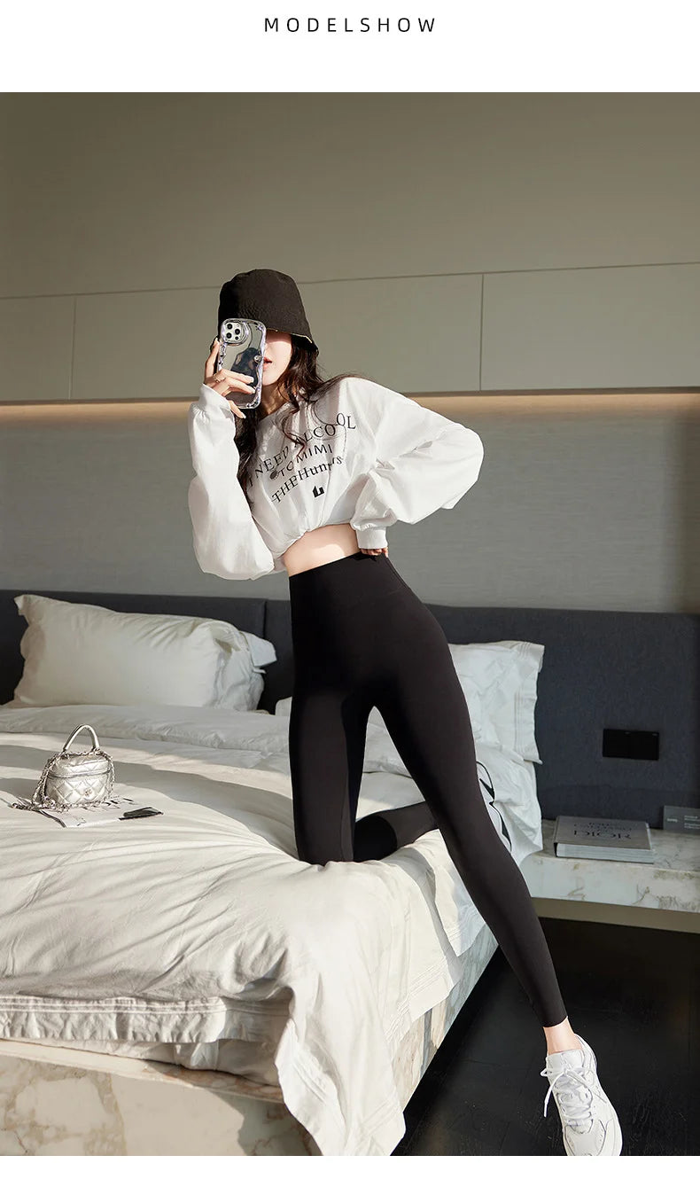 BIVIGAOS Nude-Feel Seamless Sharkskin Leggings