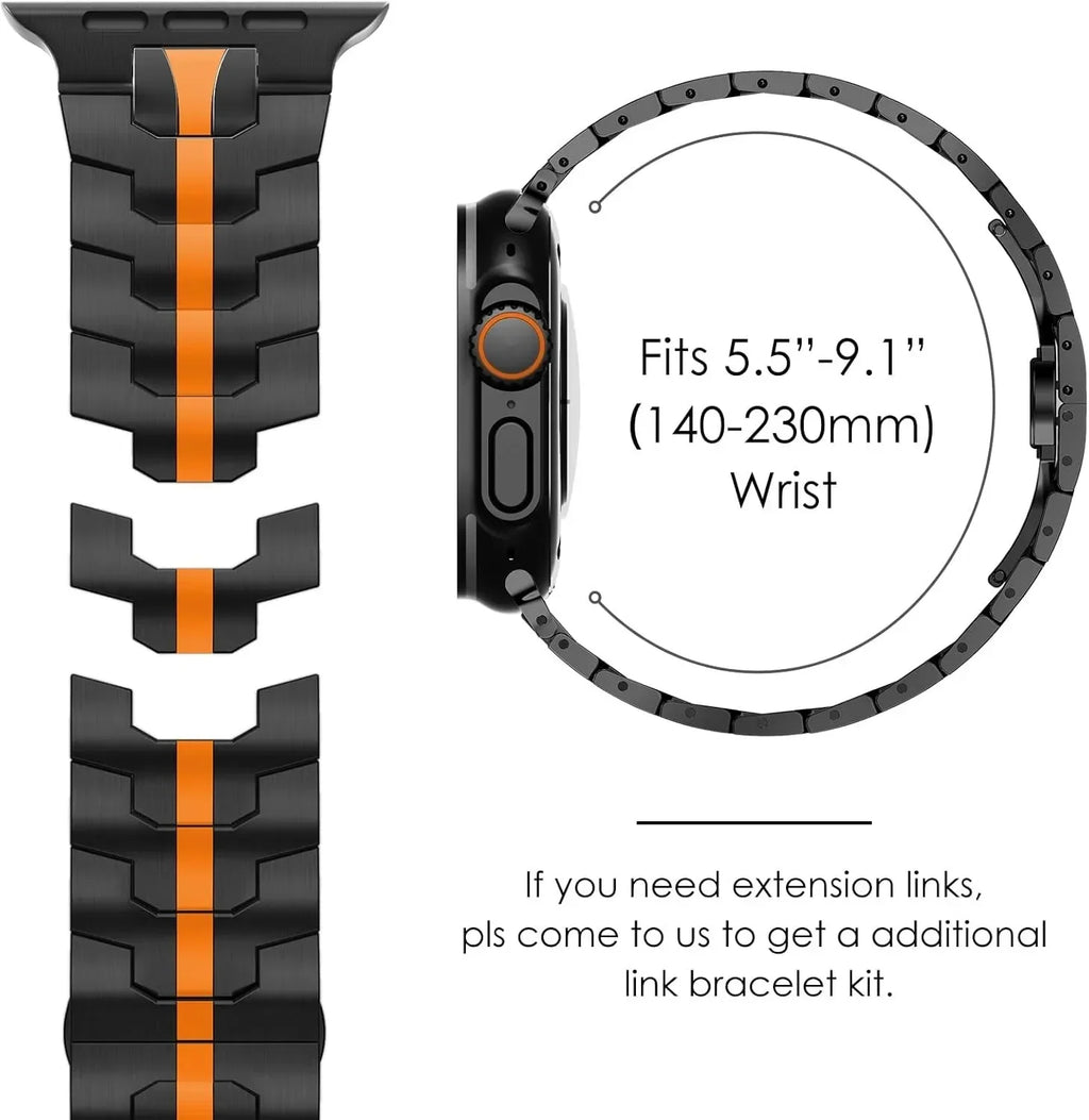 Jaytop Stainless Steel Watch Band + Case for Apple Watch (Ultra / Series 10–4 & SE) — Butterfly Buckle