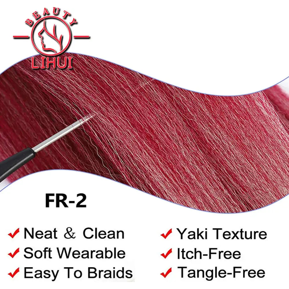 LIHUI Pre-Stretched Jumbo Braids — 26" 90 g Synthetic (Red/Pink, Frosted Colors)