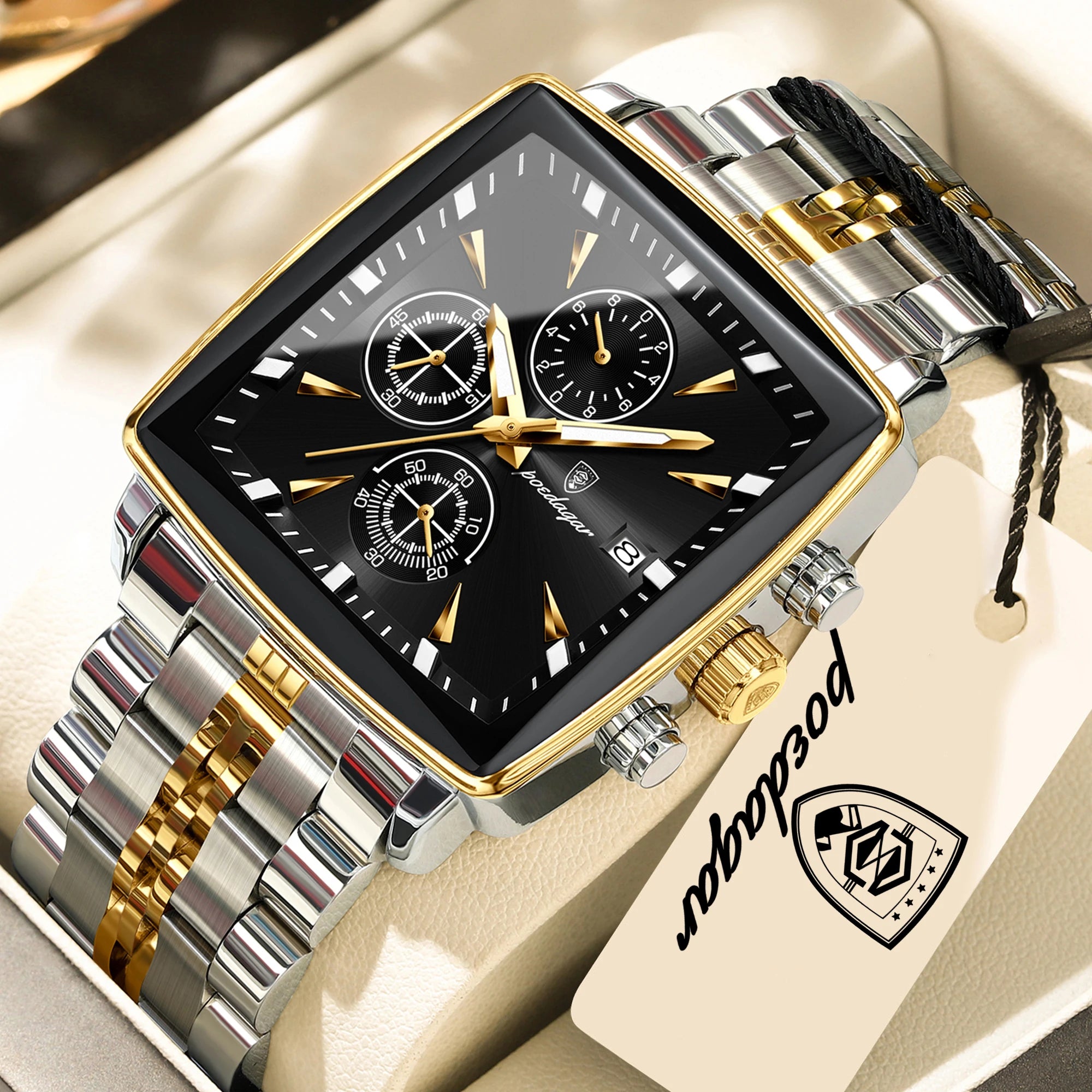 POEDAGAR Top Luxury Business Male Wristwatch Waterproof Luminous Stainless Steel Men Watch Chronograph Date Men's Quartz Watches