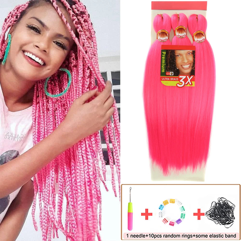 Braiding Hair Pre Stretched 26 Inch 3 Packs Yaki Braiding Hair For Braids Hot Water Setting Synthetic Crochet Hair Extensions