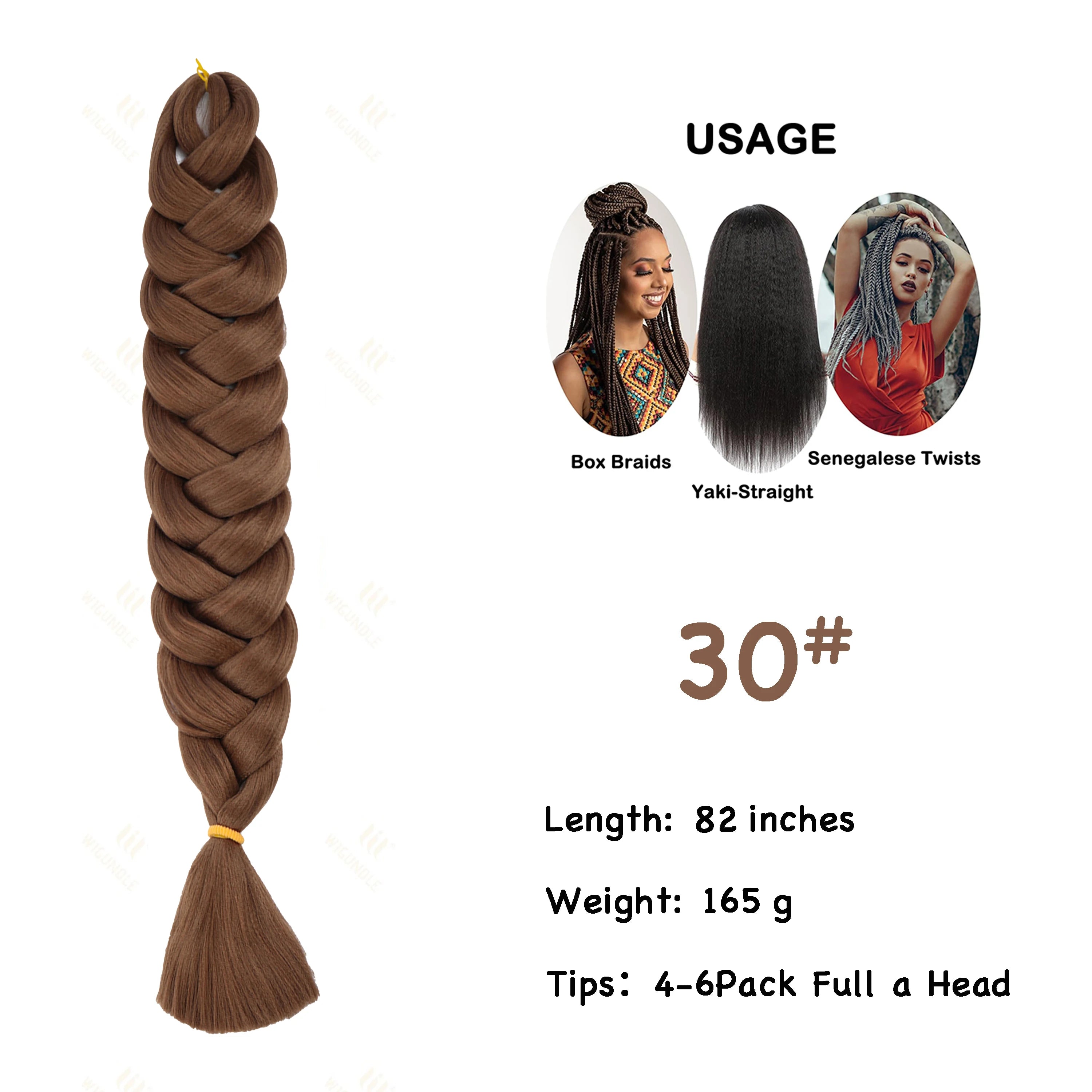 Wigundle Jumbo Braiding Hair Extension 82Inch High Temperature Synthetic Braid For Women Twist Box Braids Crochet Hair