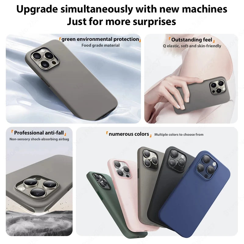 Original Liquid Silicone Case For Apple iPhone 16 14 13 12 11 15 Pro Max Plus Official Case Shockproof Cover Phone Accessories