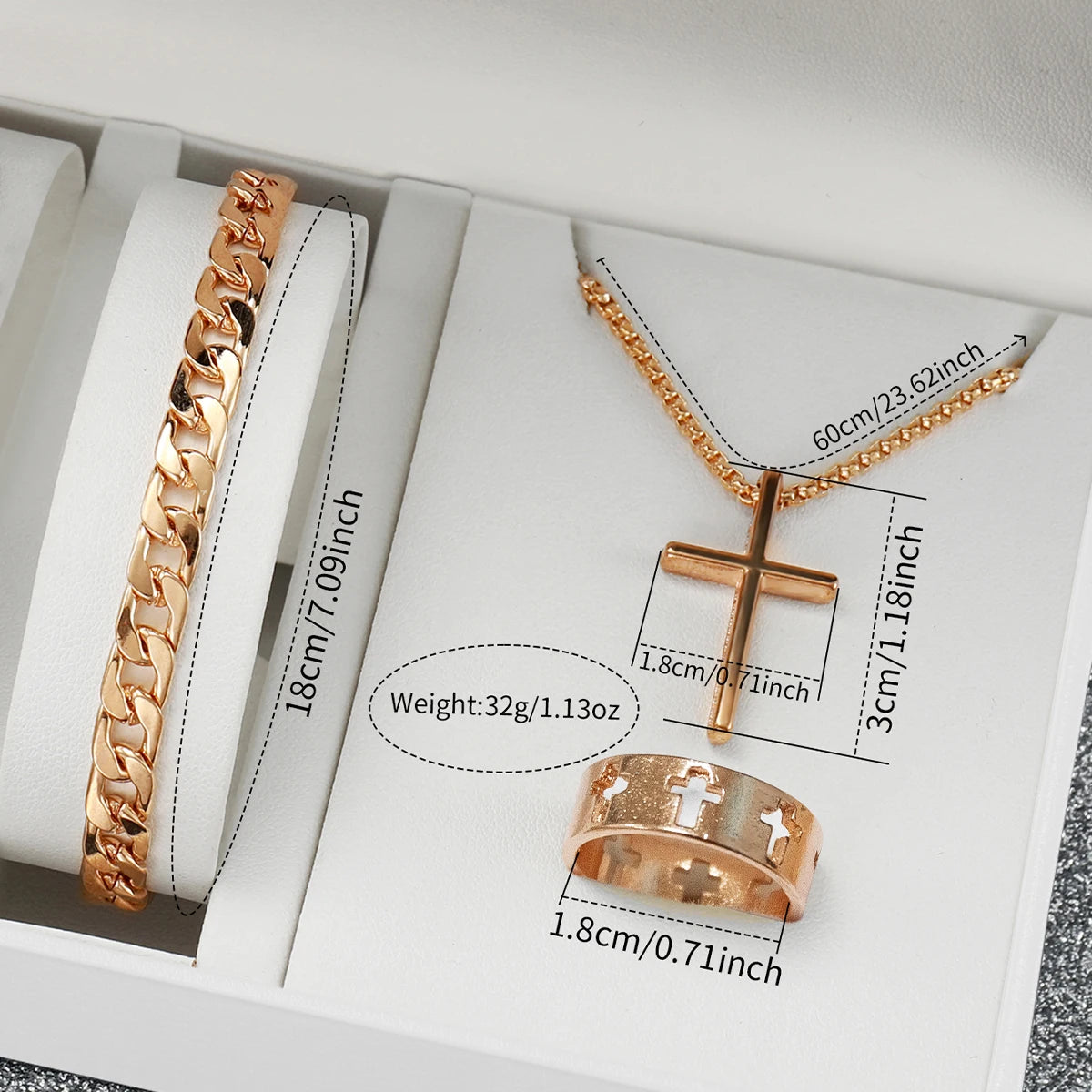 4pcs/set Fashion Men's Watches Silver Steel Band Quartz Watch Male Business Watches Jewelry Set（Without Box）