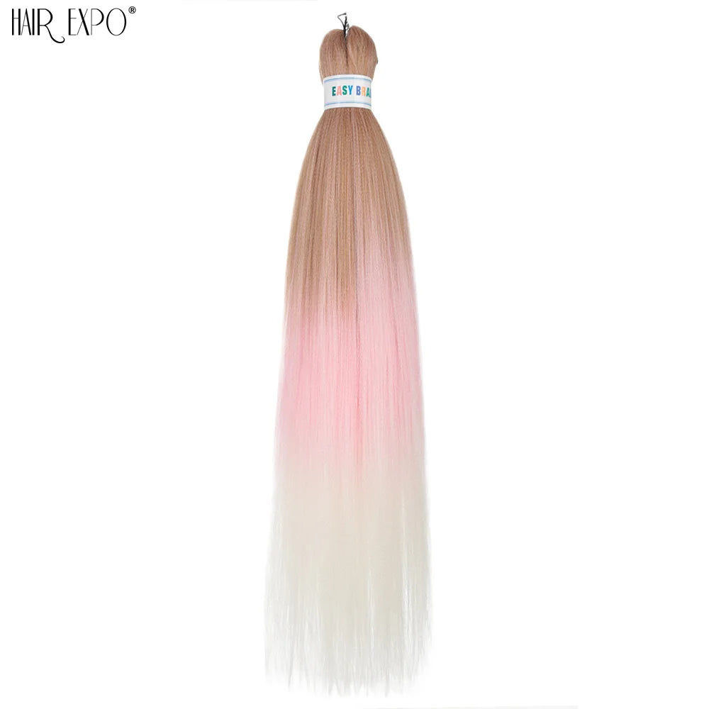 26Inch Easy Braids Hair Synthetic Colourful Pre Stretched Braiding Hair Extensions Jumbo Braids Ombre Yaki Long Straight Hair