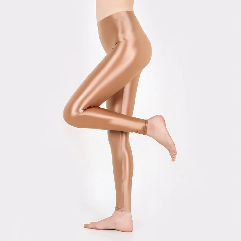 GlossFit™ Satin Shiny Leggings — High-Waist Slim Glossy Yoga Pants for Women