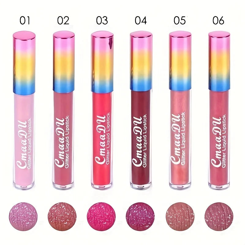 Pearlescent Shimmer Lip Gloss Lipstick Glitter Plumping Waterproof High Shine Lightweight Coral Metallic Y2K Daily Party Makeup