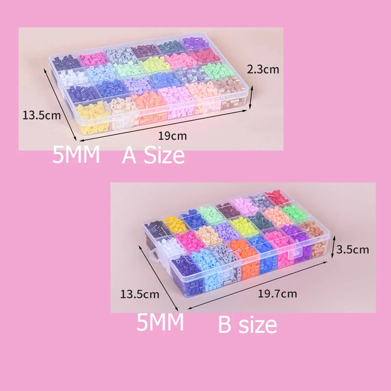 Hama Beads Box Embalagem Thermal mosaic Ferro Educação Beads, Ironing beads Fuse Beads Brinquedo DIY, 24 48 72 Cores 2.6MM 5MM