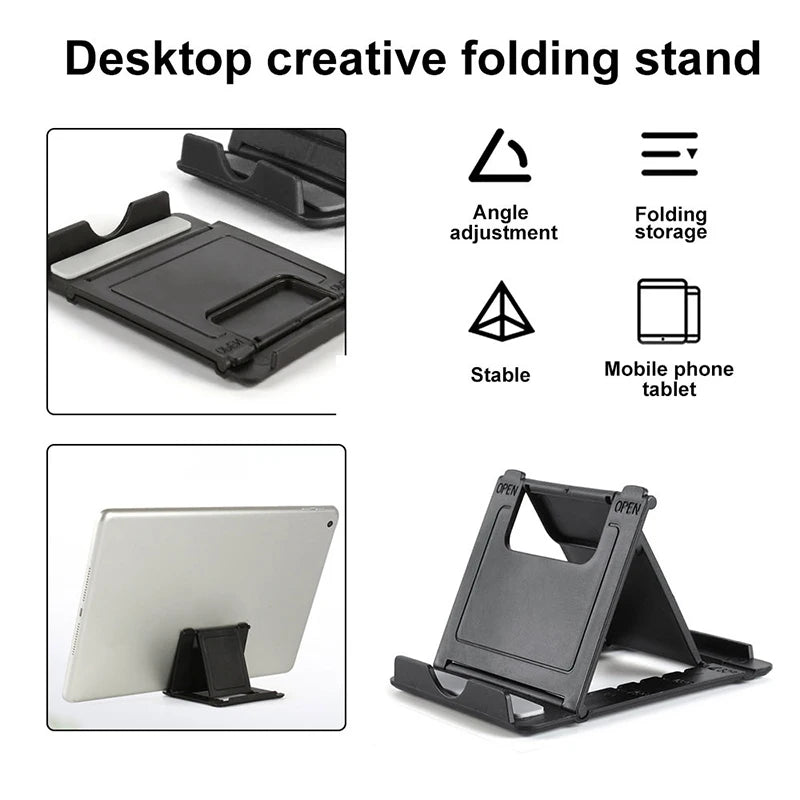 Mini Adjustable Creative Portable Universal Folding Plastic Phone Holder Tablet Computer Stand For ipad iPhone Samsung Xiaomi
