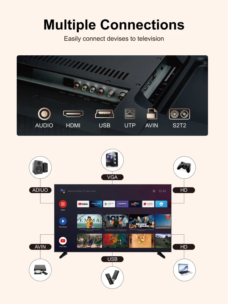 OEM 43/55/65/70 Inch Android Smart TV - 4K UHD FHD Google TV for Hotel Commercial Use, WiFi & HDMI