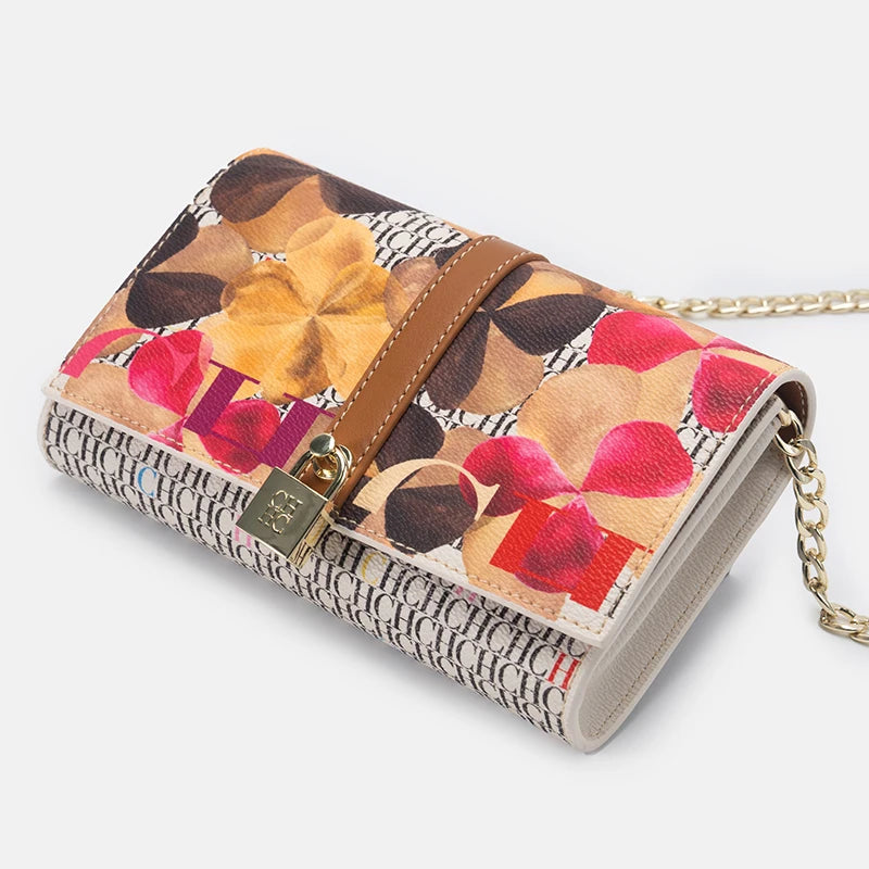 CH Chain Bag with Floral Letter Print Lock Design High Quality PU Material Women's 2025 Designer Shoulder Bag
