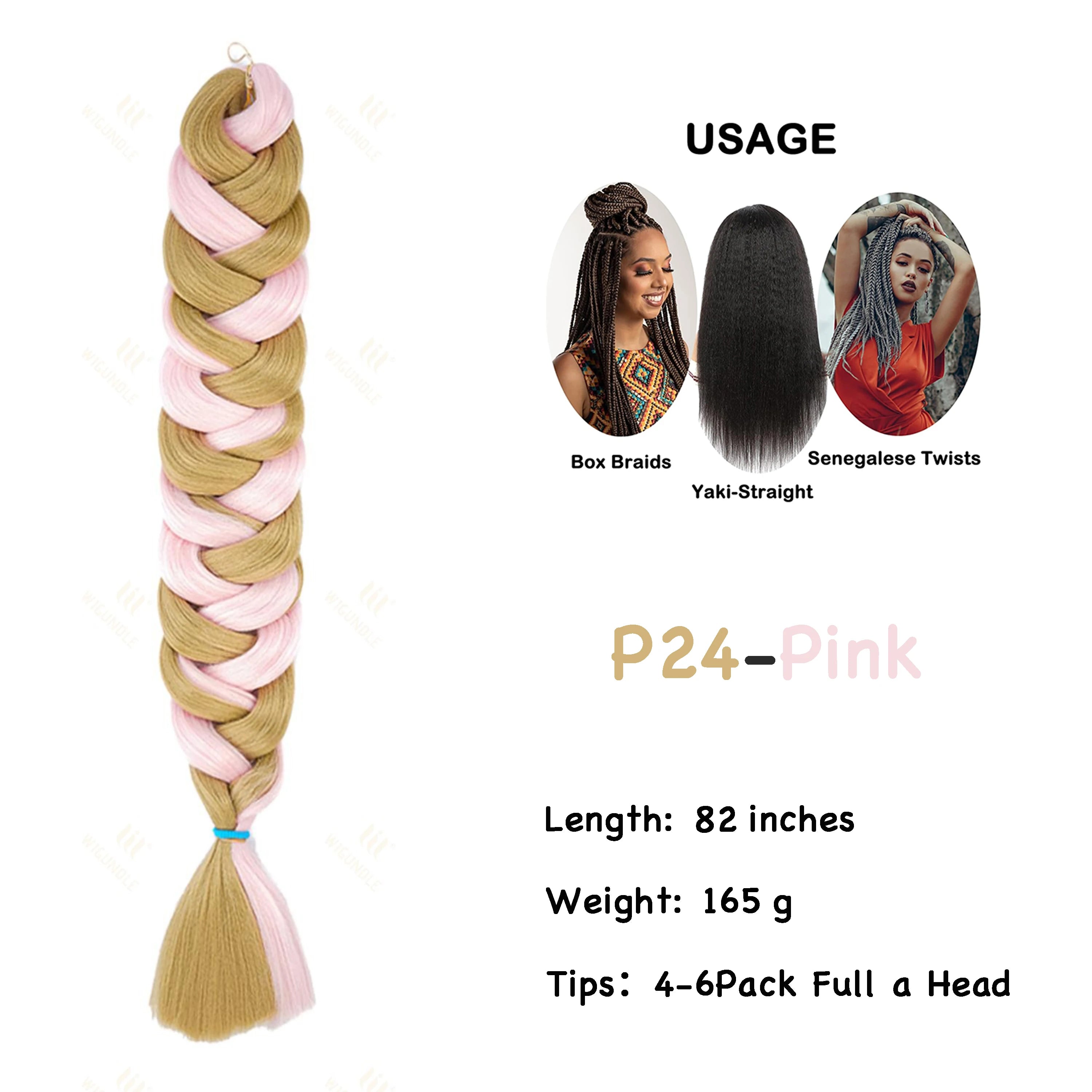 Wigundle Jumbo Braiding Hair Extension 82Inch High Temperature Synthetic Braid For Women Twist Box Braids Crochet Hair