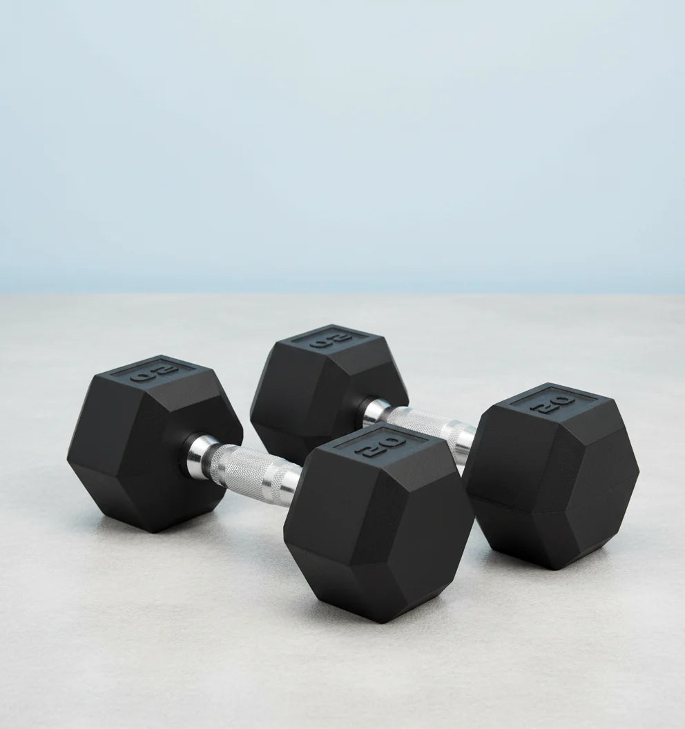 Coated Hex Dumbbell Set | Multiple Weights 3-50lb | Home Gym Strength Training Equipment