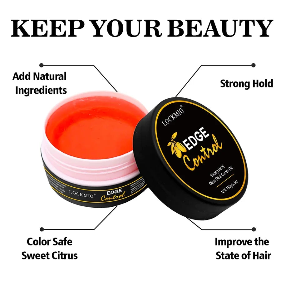 Edge Control Gel Pomade – Anti-Frizz Baby Hair & Bangs Styling Wax (150g)