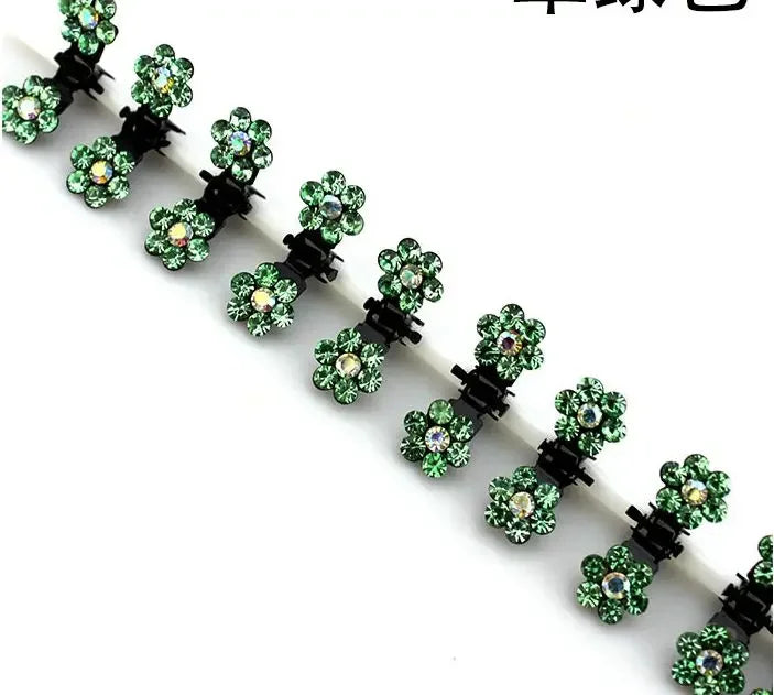 Mini Rhinestone Hair Clips Women Girls Crystal Flower Hair Claws Shiny Metal Hairpins Kids Party Headwear Hair Accessories