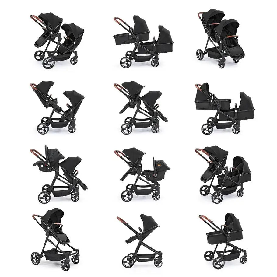 NEW 3in1 Twin Baby Stroller with Car Seat,High View baby carriage for two kids,Foldable,carry on Lightweight