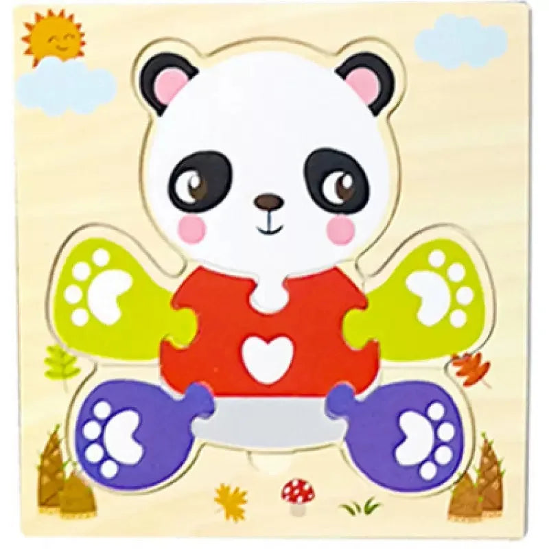 Wooden 3D Puzzles Tangram Shapes Learning Educational Cartoon Animal Intelligence Jigsaw Toys For Children Gift