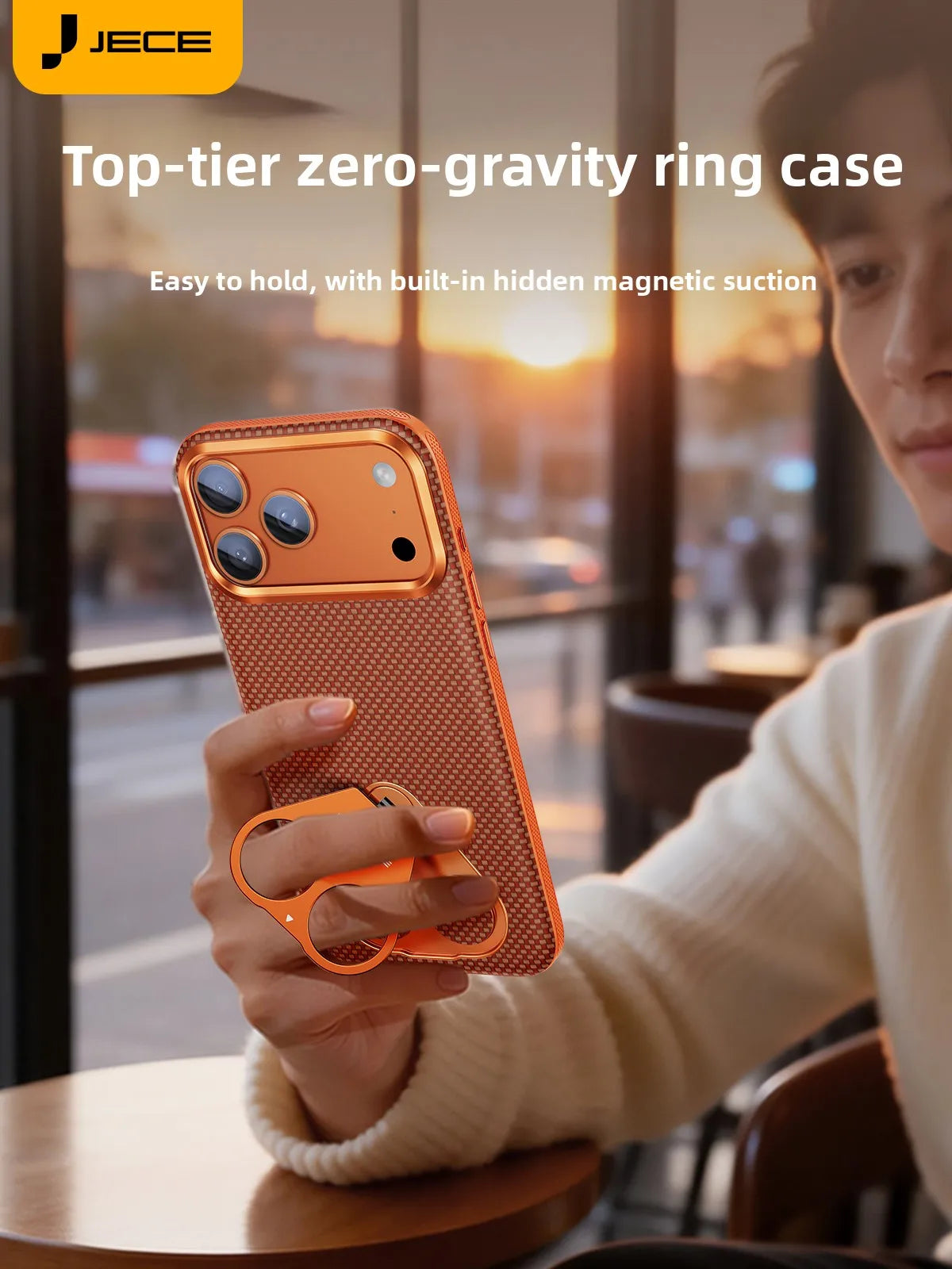 Magnetic Kevlar Phone Case for iPhone 17 Pro Max Case Carbon Fiber Zero Gravity Ring Holder for iPhone 17 Pro Slim Premium Case