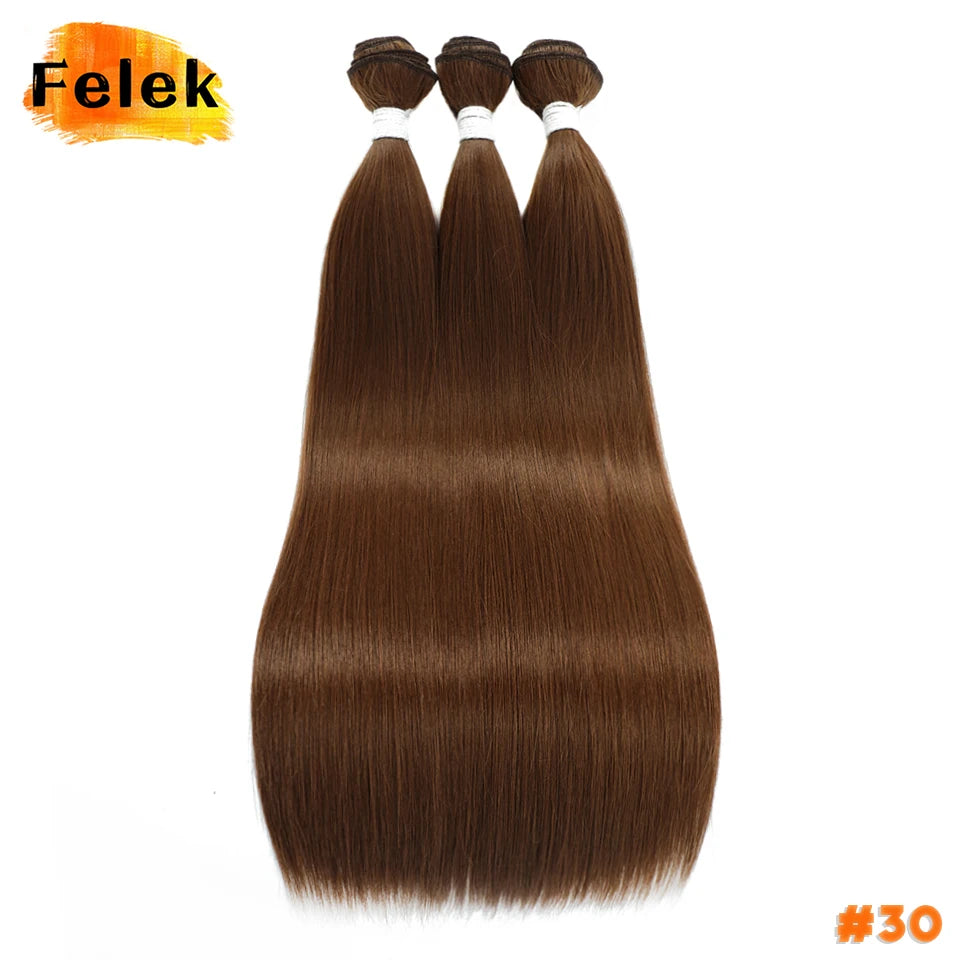 1Pc Straight Hair Bundles Synthetic Natural Hair Weaving 613 Blonde Bundle Hair Extensions Ombre Red Brown Weave Long Fiber Hair