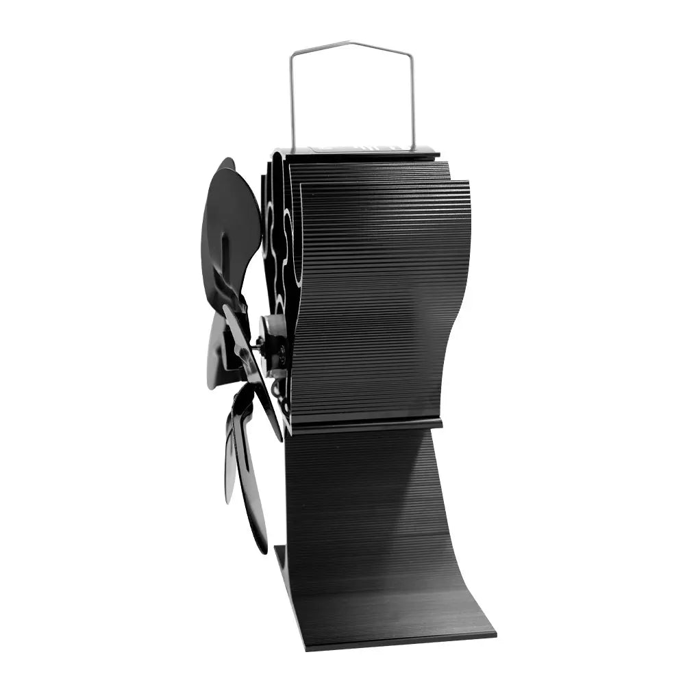New Heat Powered Stove Fan Eco Quiet Black 6 Blades Log Wood Burner Fireplace Fan Efficient Heat Distribution Winter Warmer Home