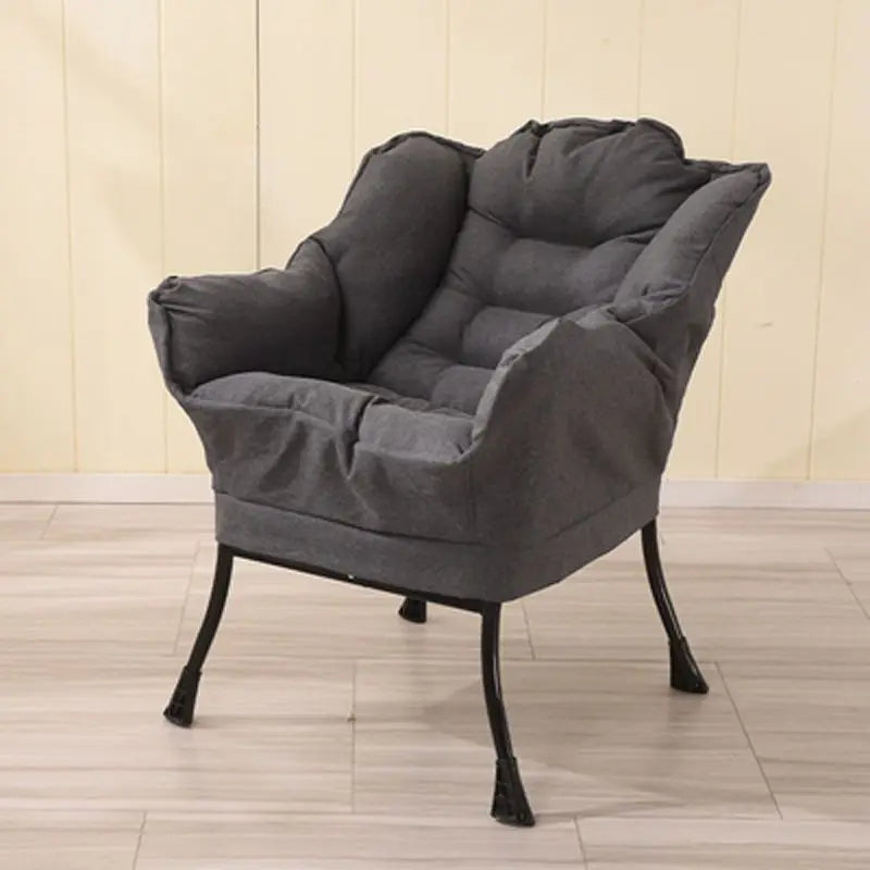 Costway Modern Polyester Fabric Lazy Chair Single Sofa Chair W Side Pocket Beige