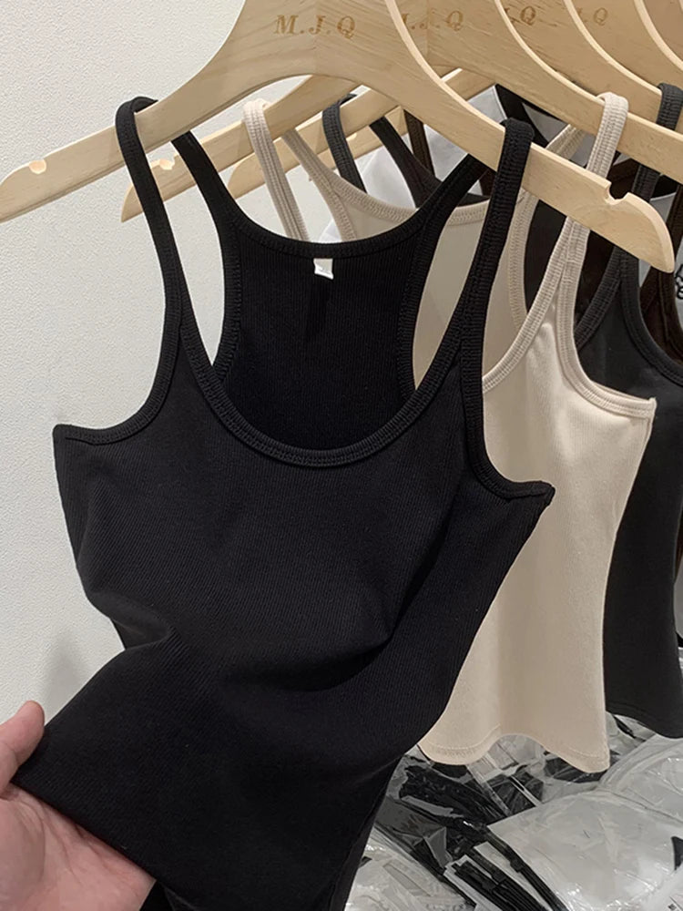 zjaiss Solid Color Basic Ribbed Knitted Tank Top Women Summer Vintage Sleeveless Camis 90s Cool Girls Streetwear Soft Tees