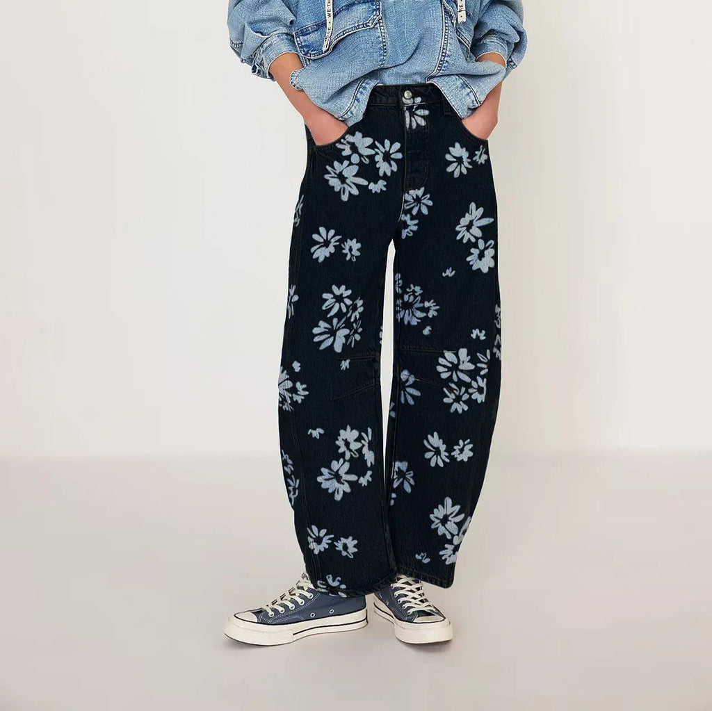 Loose Women's Jeans 2025 Spring Cross-Border Ebay Street Style Low Waist Tapered Denim Cotton Polyester Blend Nine-Piece Pants