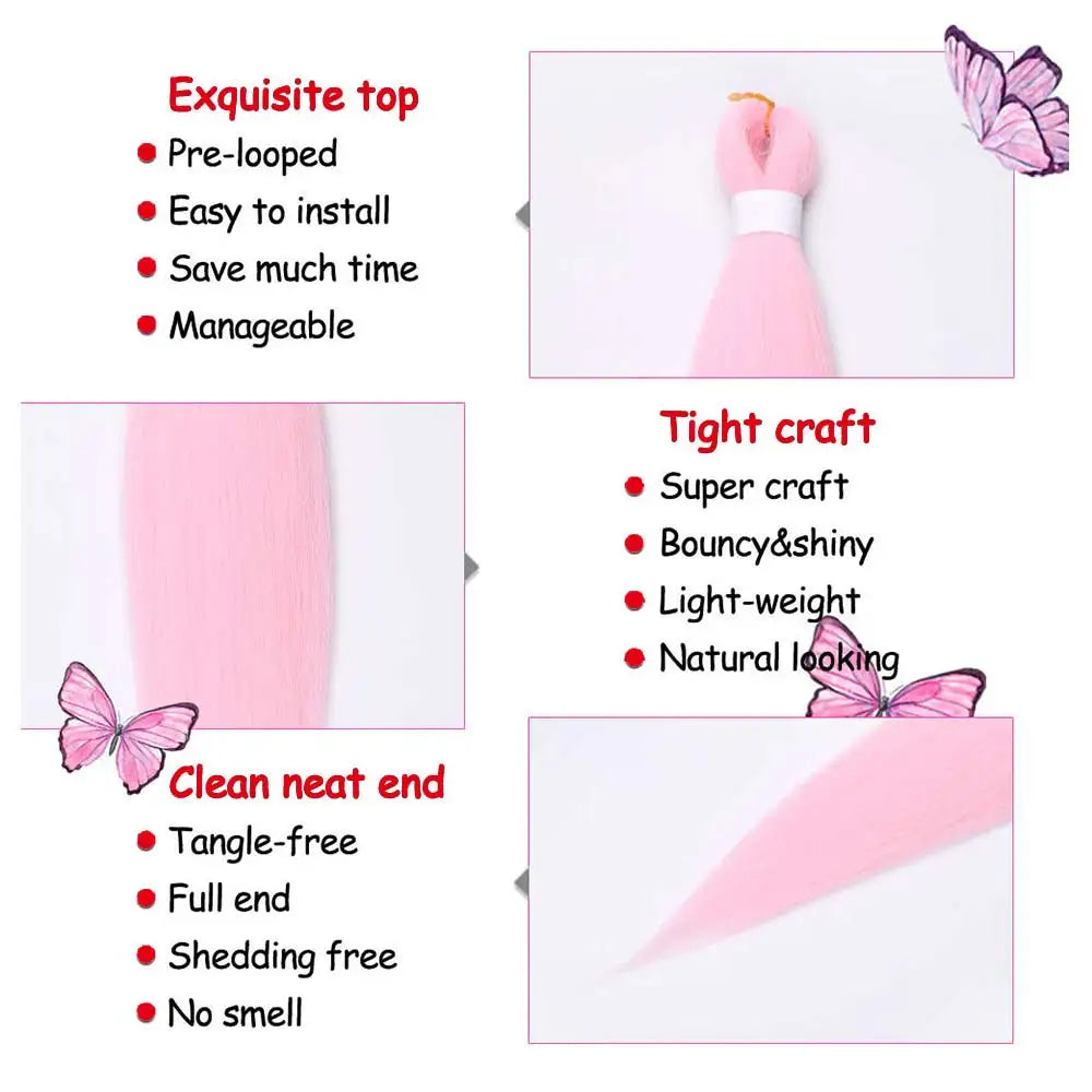 LIHUI Pre-Stretched Jumbo Braids — 26" 90 g Synthetic (Red/Pink, Frosted Colors)