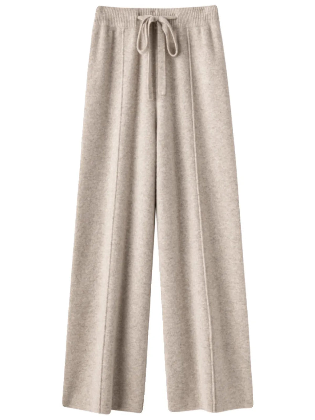 Women’s High-Waist Belted Knit Pants – Solid Color, Center-Crease Wide-Leg (Autumn/Winter 2026)
