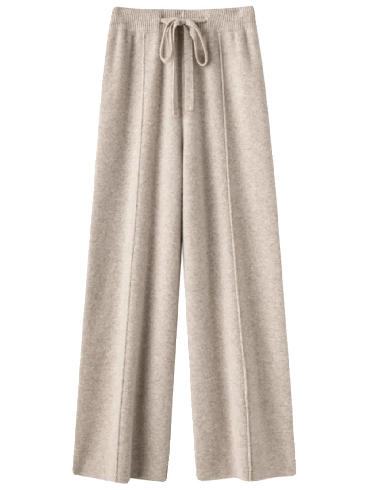 Women’s High-Waist Belted Knit Pants – Solid Color, Center-Crease Wide-Leg (Autumn/Winter 2026)