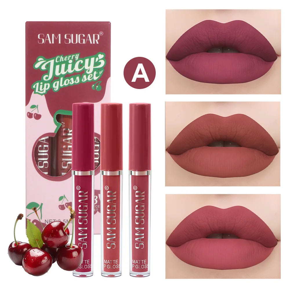 Waterproof Long-lasting Velvet Matte Lip Gloss Set Strawberry Moisturizing Lipstick Kit Beauty Cosmetics Makeup Rose Lip Stain