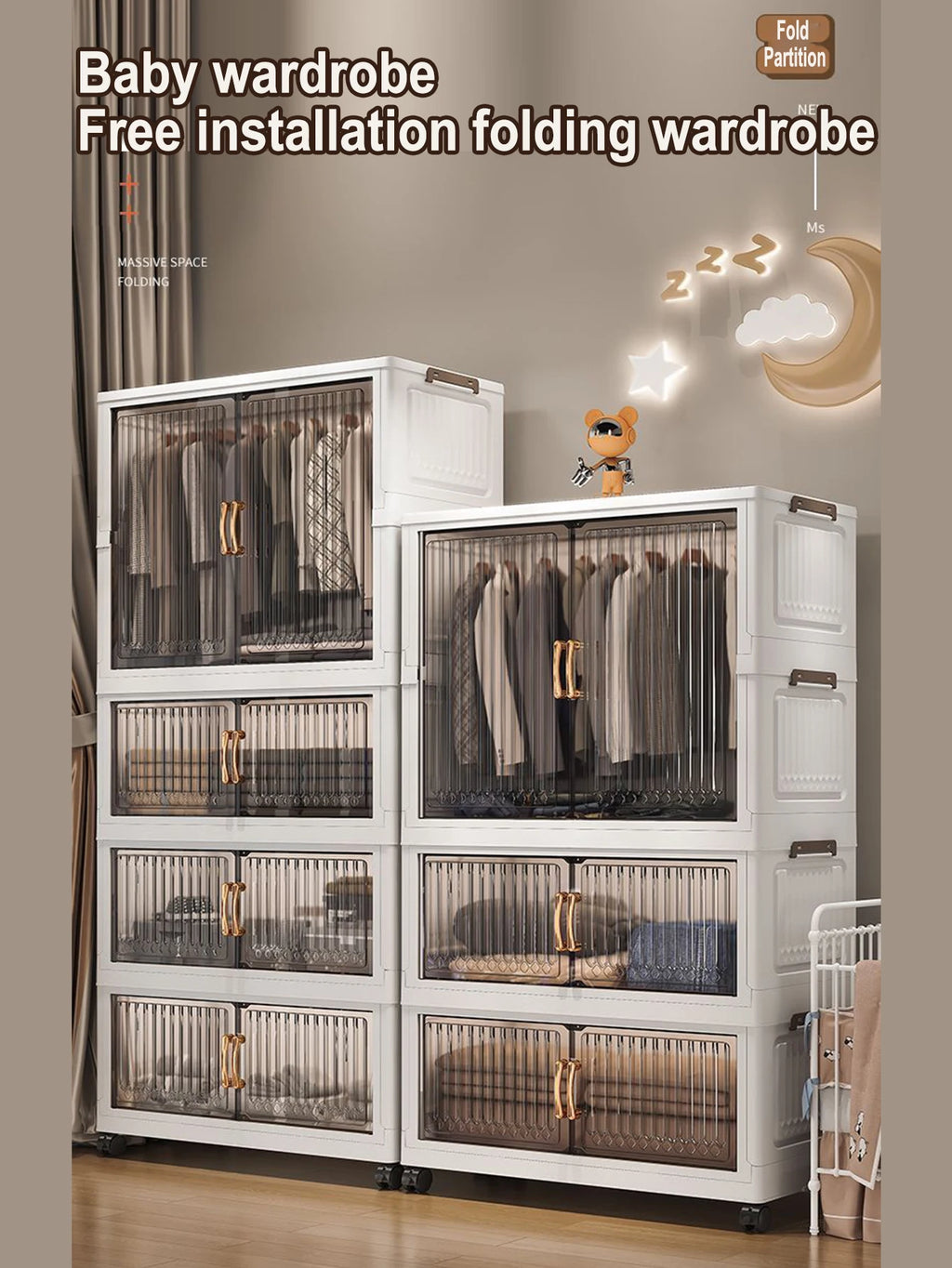 Multifunction Folding Storage Cabinet Dustproof Wardrobe Sundries Cabinet Closet Organizer Locker Storage Box