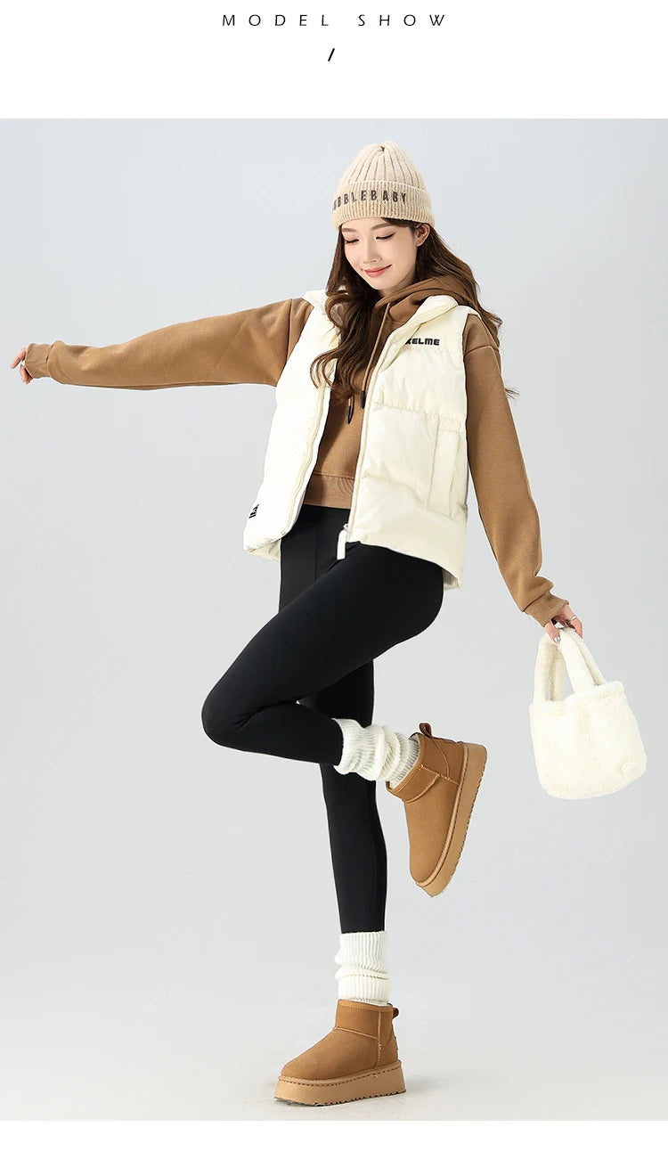 BIVIGAOS Snowflake Velvet Warm Sharkskin Leggings — Fleece-Lined High-Waist Winter Pants for Women