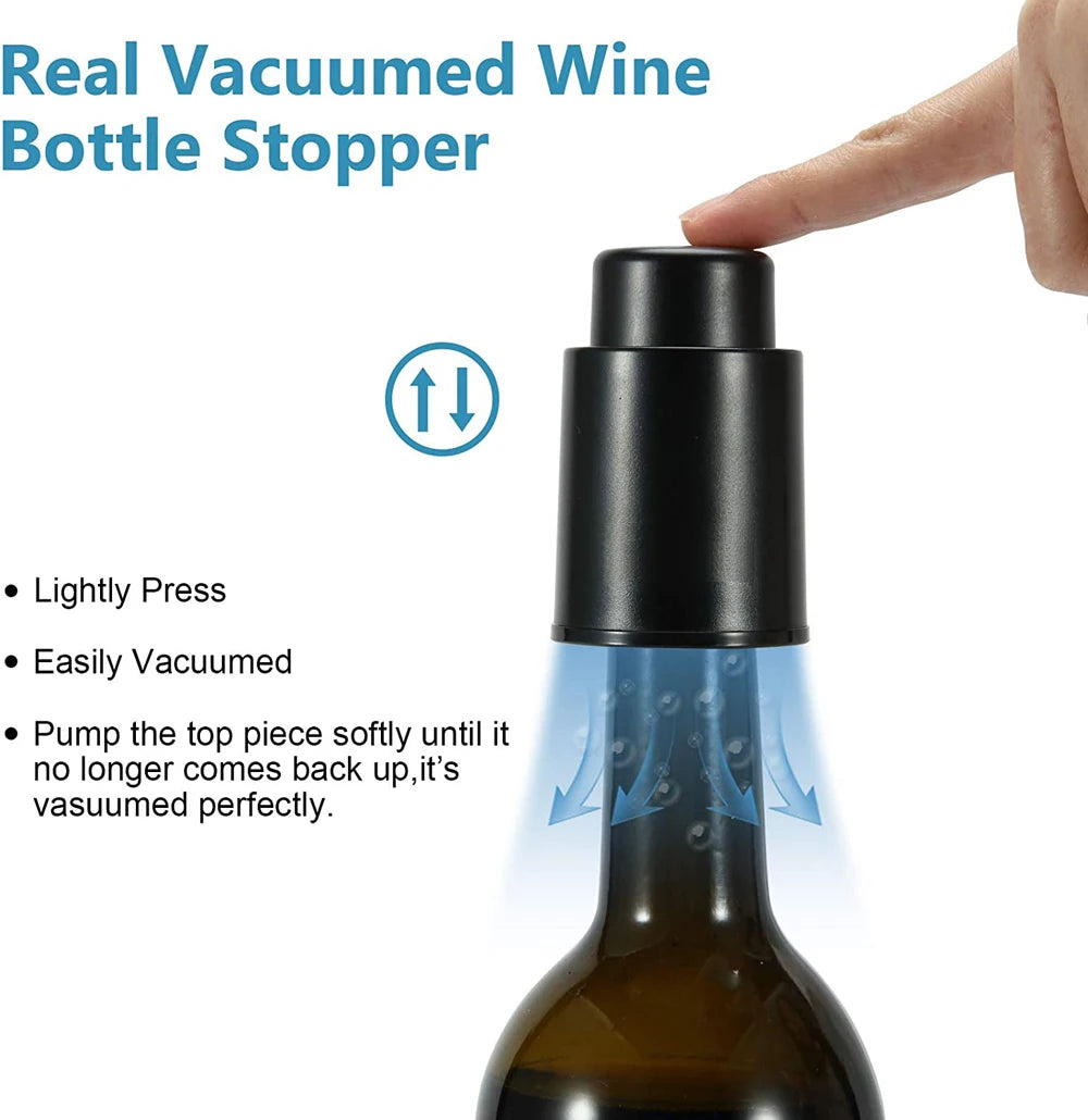 Vacuum Wine Bottle Stopper Sealed Storage Vacuum Memory Wine Stopper Push Style Bar Tools Barware Reusable Wine Cork