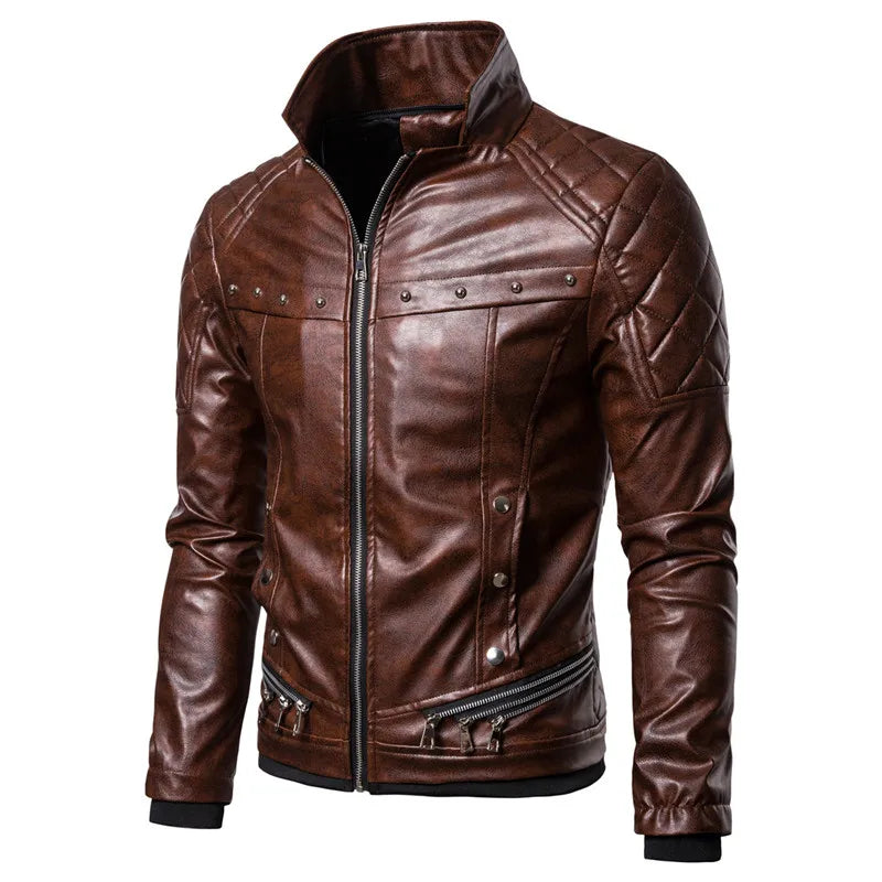 New Winter Fleece Motorcycle Leather Jacket Men Turn Down Fur Collar Slim Fit Warm PU Bomber Jackets Coats Mens Moto Biker Coat