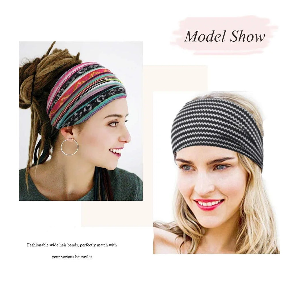 Boho Wide Knot Floral Cotton Headband | Stretch Turban Hair Scarf for Women