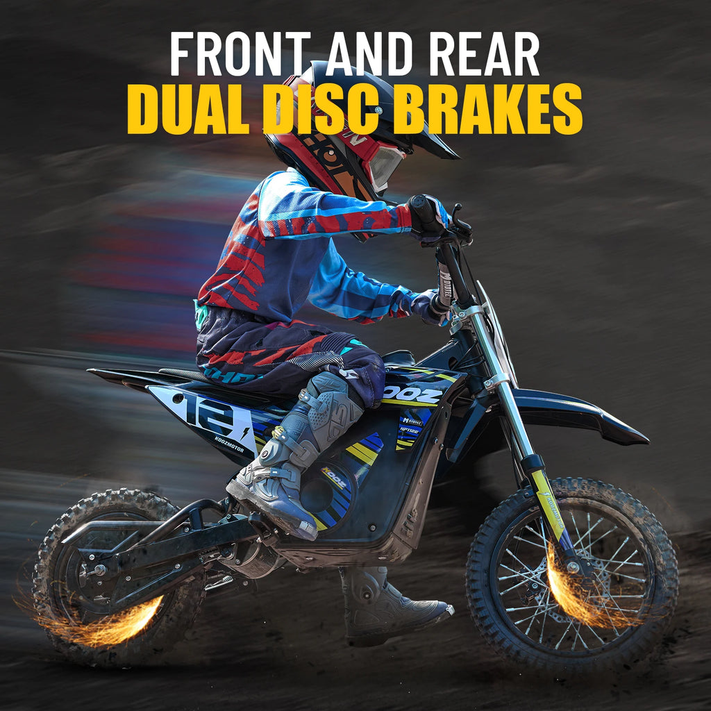 KOOZ HP112E 36V 1000W Electric Dirt Bike for Kids, 3 Speed Modes Teen Electric Motorcycle Up to 18 MPH & 15 Miles Long-Range